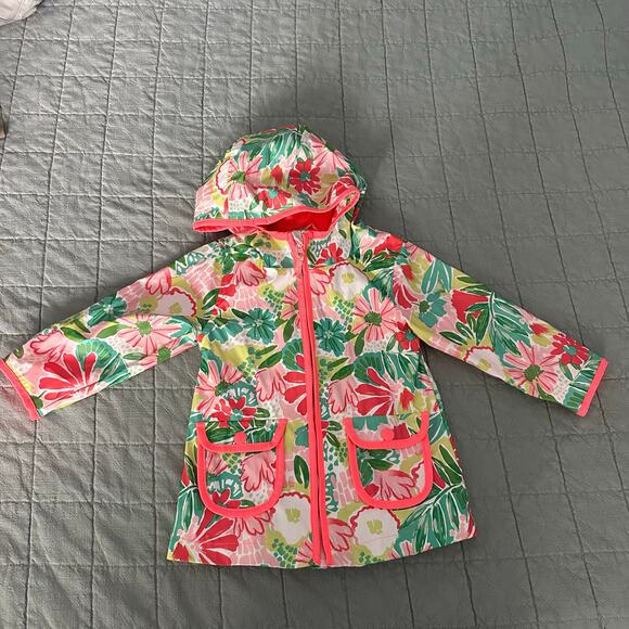 Cat & Jack Girls Tropical print Rain Jacket - Picture 1 of 4